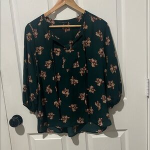West Kei Dark Green Floral Blouse